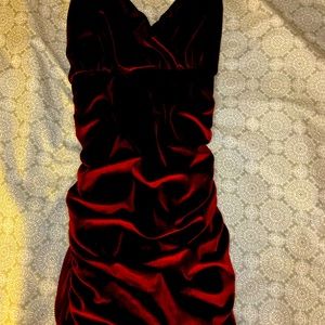 burgundy velvet dress, petite, size small, color burgundy